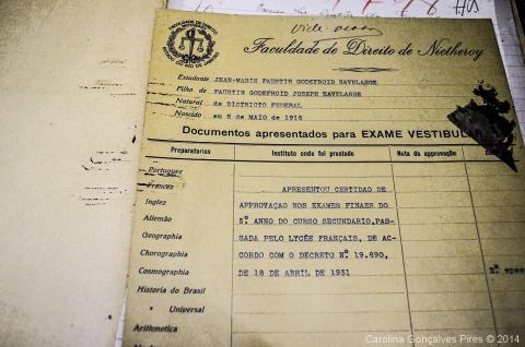 Documento da década de 1930 da Faculdade de Direito