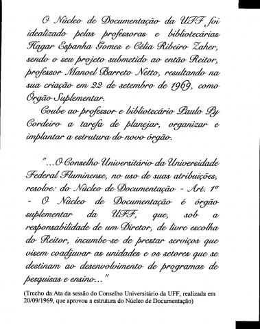 Trecho da ata do Conselho Universitário sobre a criação do NDC