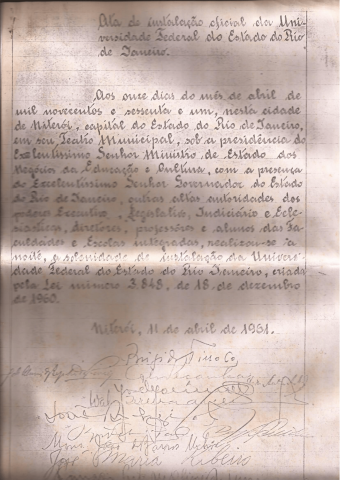 11-04-1961 Solenidade de Instalação da Universidade Federal do Estado do Rio de Janeiro - página 1